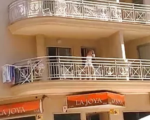 Ban công, camera, cô gái, trên camera, không có,